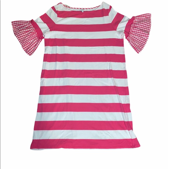 Crown & Ivy Large Pink/White Striped Cotton Dress - Picture 4 of 10